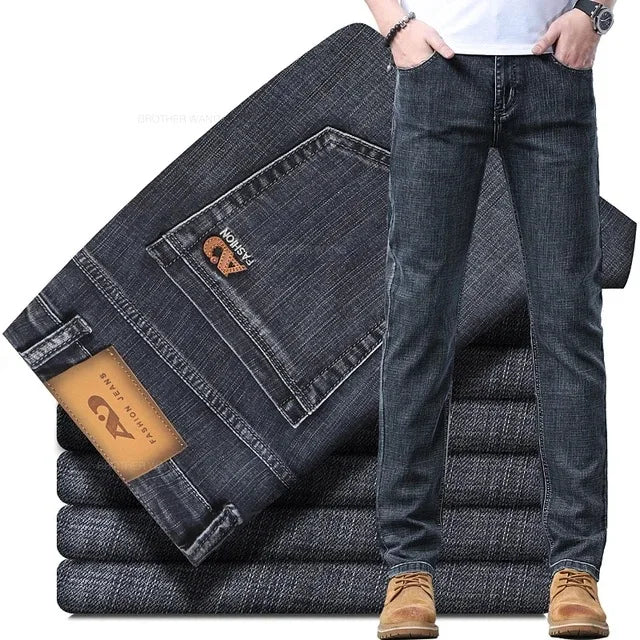 Spring Autumn Men's Slim Jeans Stylish Casual Stretch | SAMAG
