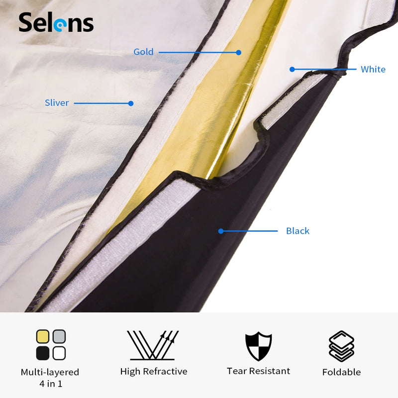 Selens Pro Video Studio Stainless Flag Panel with 4 colors Panel Cloth Black Flag Panel Cloth Kit For Fotografia Acessorios