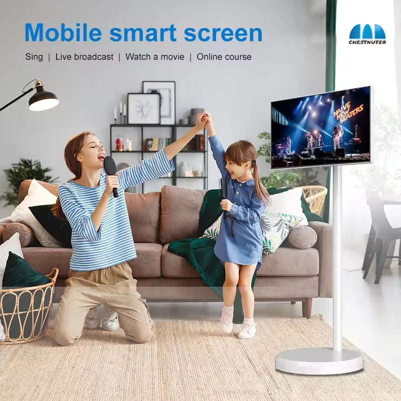 Hot Products 22 Inch Android13 Smart Interact Screen Built-in Battery With USB WiFi Moveable Stand HD Touch LCD Smart TV