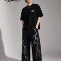 UP.THE Men Solid Black Baggy Wide Leg Jeans, Y2K | SAMAG