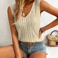 Summer Elegant Vest Diamond Fried Dough Twists V - neck - View 6 | SAMAG