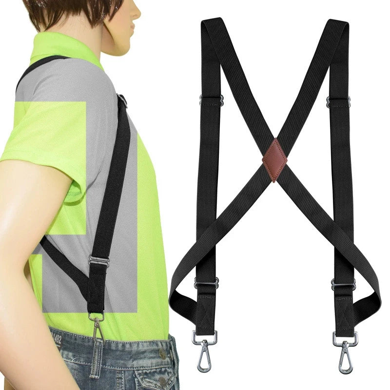 Suspender Man 2.5cm Wide X Back Shirt Clip Elastic Belt Adjustable Trousers Braces Shoulder Strap For Men 2 Side Clips Suspender