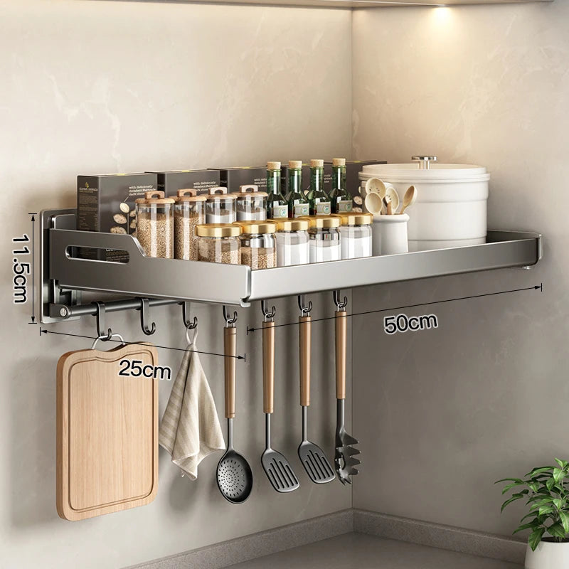 Wall Mounted Kitchen Utensils Organizer Home Spice Rack Box Jar Dish Drying Shelves Storage Supplies - View 11 | SAMAG