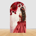 Red Dress Quinceanera Princess 15 Year old Birthday Party Decor  Backdrop Baby Shower Covers Arch Photography Background Props