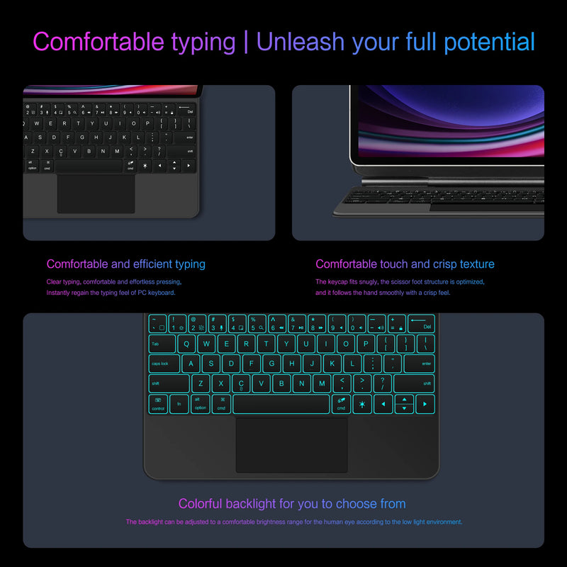 LFOIQN Magic Keyboard Folio for Samsung Galaxy Tab S10 Plus S9 FE+ S7 FE S8 S9 Plus S10+ 12.4"Magnetic Case Floating Multi-Touch