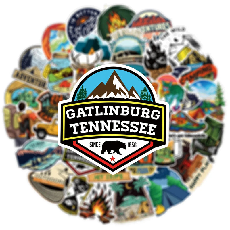 10/25/50pcs Outdoor Camping Stickers Graffiti for DIY Travel Luggage Scrapbooking Phone Laptop Car Skateboard Helmet Bottle
