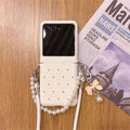 Luxury Glitter Diamond Check Phone Case With Bow Pendant Leather Strap for Motorola Razr 60 Ultra Razr2025 Razr 50Ultra Cover
