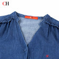 CH Women's Refined Stitch Letter Embroidery V Neck Stand - View 3 | SAMAG