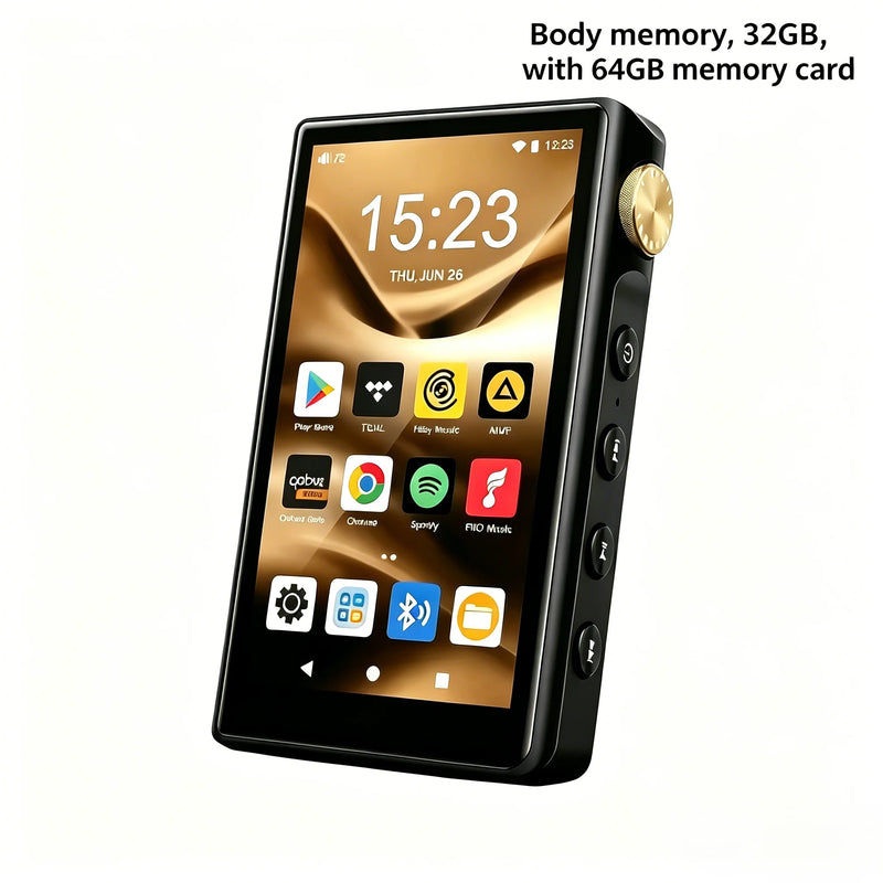 Hi Fi MP3 Player with Bluetooth and WiFi, Android 12, Lossless DSD High-Resolution Digital Audio, 32GB/80GB Memory, up to 512GB