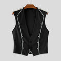 INCERUN Men Vests Patchwork Shiny V Neck Sleeveless Button Casual Male Waistcoats Streetwear 2025 Fashion Leisure Vests S-5XL
