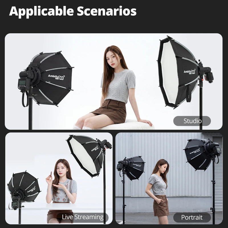 AMBITFUL Q3 On-top Camera Flashlight Softbox Quick Set-up Flash Bracket Softbox For Round Head Square Head Flash Speedlite