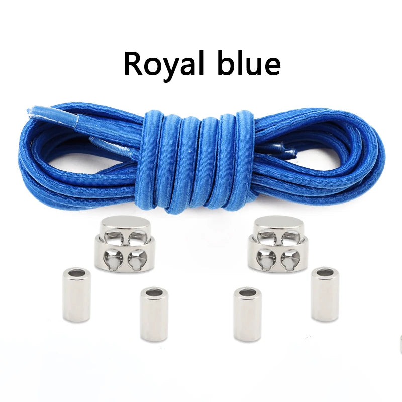 Oval Elastic Shoelace Metal Buckle Laces Unisex Quick-On/Off Shoelaces for Sneakers and Boots 1Pair/2Pair