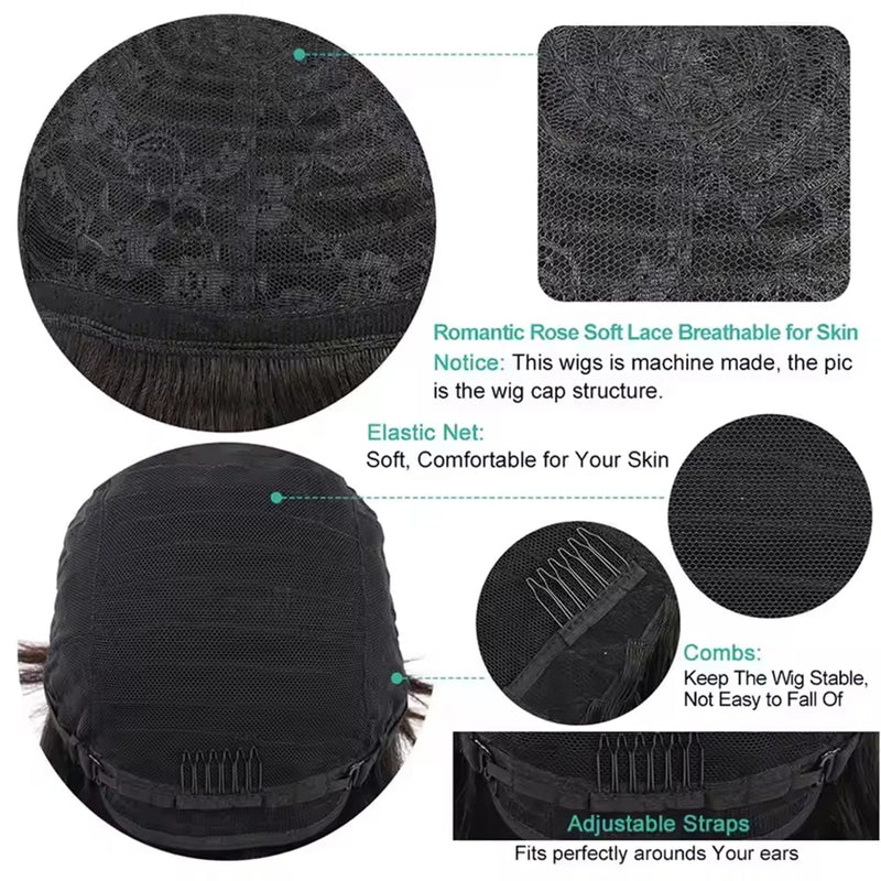 Brazilian Human Hair Wigs Short Curly Pixie Cut Wig for Black Women Machine Made Cap Pre Plucked Layered Curly Wig Ready to Wear