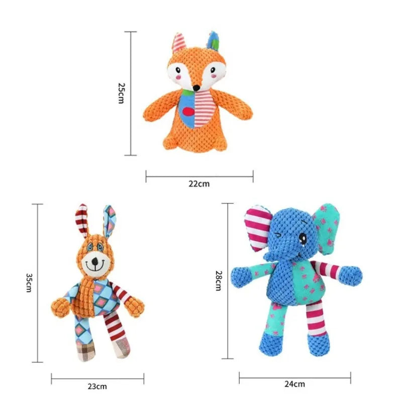 Cute Animal Plush Dog Toy Squeaky Chew Toy Bite Resistant Teeth Cleaning Interactive Puppy Pet Supplies