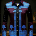 New men's long sleeved shirt with gold lotus 3D printed | SAMAG
