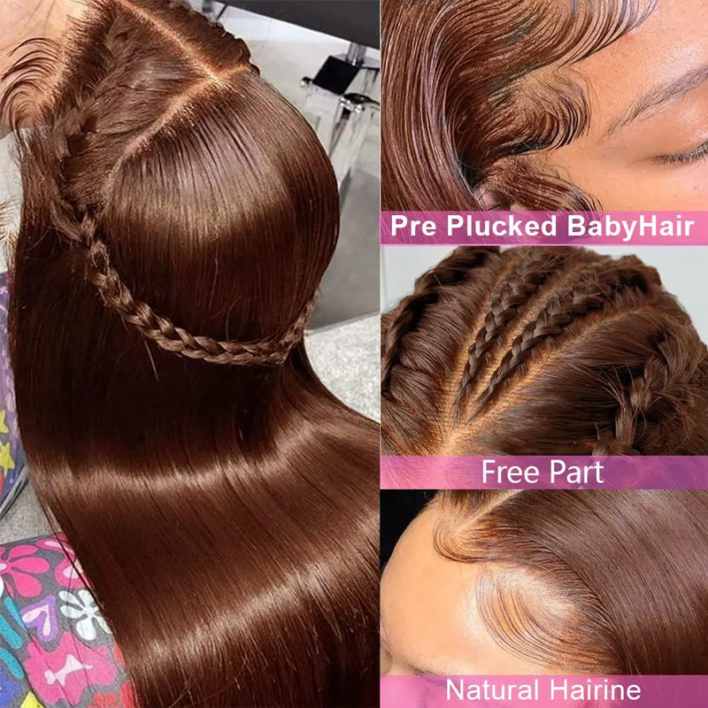 13x4 Chocolate Brown Lace Front Wigs Human Hair For Women 13x6 Hd Straight Lace Frontal Wig 4x4 5x5 Closure Human Hair Wig