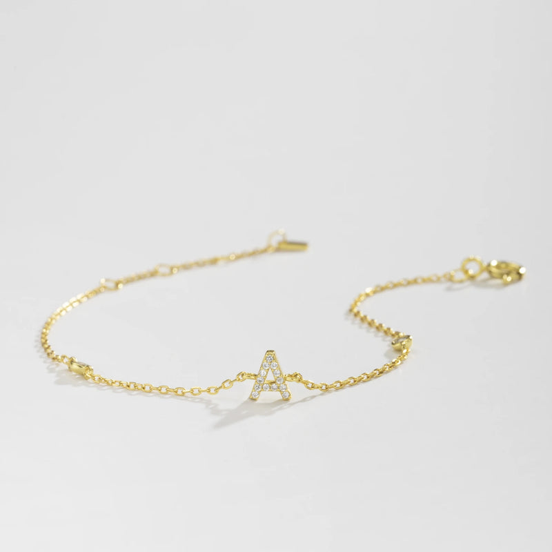 ANDYWEN 925 Sterling Silver Initial 26 Letters Alphabet Monogram Gold Name Bracelet Crystal CZ Zircon 2021 Fashionable Jewelry