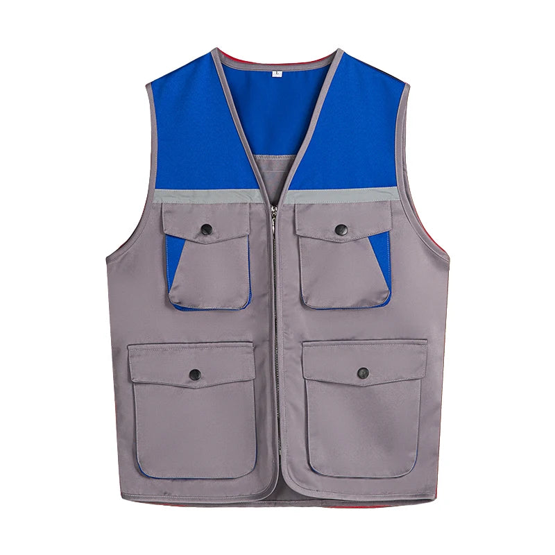 Men's Outdoor Vest Hiking Fishing Hunting Photography Multi-Pockets Multi-Function Maintenance Worker Waistcoat Print Logo