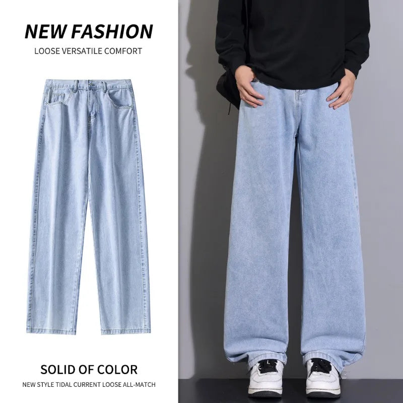 OIQERE Four Seasons New Men's Loose Straight Leg Jeans | SAMAG