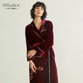19 Momme Heavyweight Silk Long Robe for Women 100% Mulberry Silk Velvet Long Sleeve Bathrobe Thickened Warm Kimono for Winter PJ
