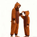 Winter Plush Pajamas Children Capybara Sleepwear Women Men Cosplay Jumpsuit Hooded Boys Girls Flannel Fleece Sleeping Clothes