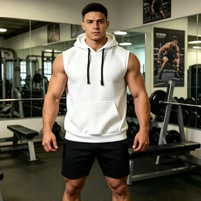 Men Hooded Sleeveless Shirt Casual Gym Tank Top Male Breathable Bodybuilding Vest Basketball Shirt Fashion Singlet Man Clothes