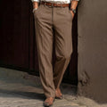 Classic Men Mid Waist Straight Leg Suit Pants Formal Business Office Work Dress Trousers Belt Loops Casual - View 4 | SAMAG