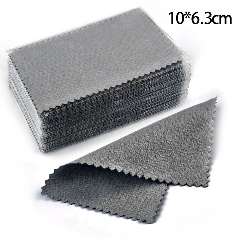 50pcs 10x6.3cm/10x6cm/8x6cm Silver Clean Polishing Cloth Soft Clean Wipe Wiping Cloth For Necklaces Rings Jewelry Clean Tools