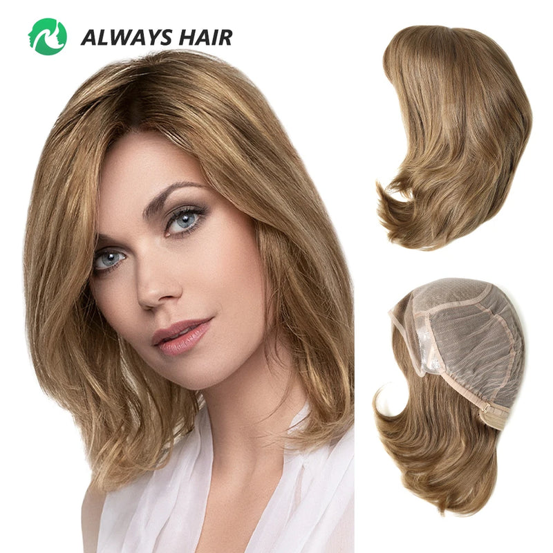 Alwayshair 100% European Virgin Hair Wig 6" 8"10" Injection Lace Lady Wig Silky Straight Short Human Hair French Lace Front Wigs