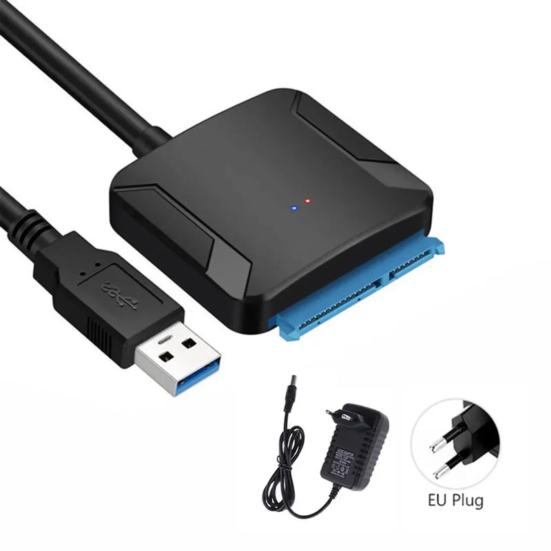 SATA to USB 3.0 Adapter Cable for 3.5/2.5 Inch SSD HDD SATA III Hard Drive Disk Converter Support UASP with 12V Power Adapter