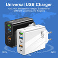 5 Ports 65W USB Type C Fast Charging Charger QC 3.0 Phone Adapter  For iPhone 15 Huawei Xiaomi Samsung EU/US Plug Wall Charger