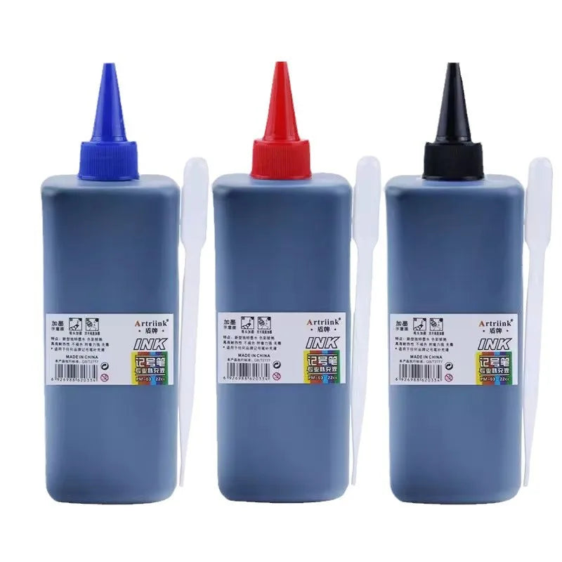 500ml Jumbo Marker Refill Ink – Black/Red/Blue, Oil-Based Waterproof, Large Capacity for Office School Factory Warehouse Marking