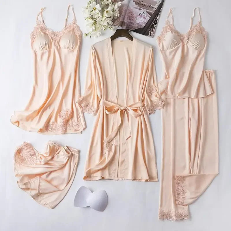 White Silk Pajamas Set Women Bride Wedding Robe Nightgown | SAMAG