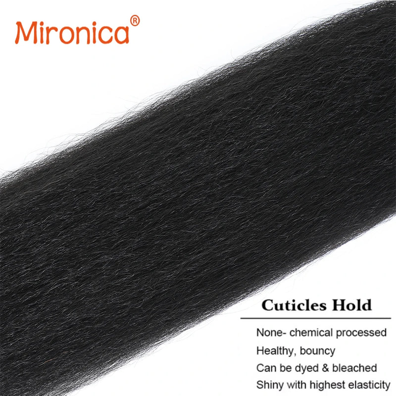 12A Kinky Straight Human Hair Bundles Unprocessed Raw Brazilian Human Hair 2/3/4 Bundles Double Weft Human Hair Weave Extensions Natural Color Yaki Straight Hair Bundles For Women Daily Use Birthday Holiday Gift Kpop Popular
