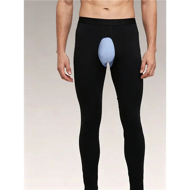 Mens Open Fly Breathable Cotton Thermal Long Johns Black S Eco-Friendly