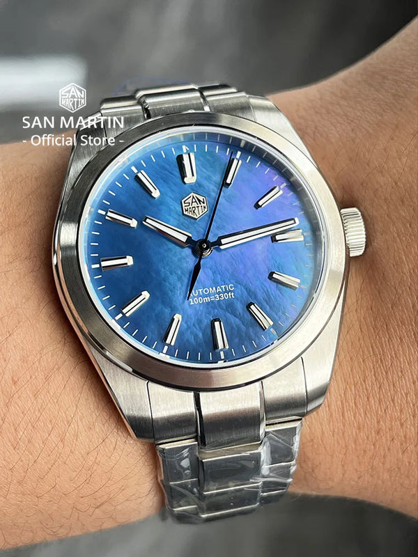 San Martin 39mm MOP Dial Sport Gada Watch Luxury Dress Men Miyota 90S5 Automatic Mechanical Wristwatch Waterproof 100m SN0144