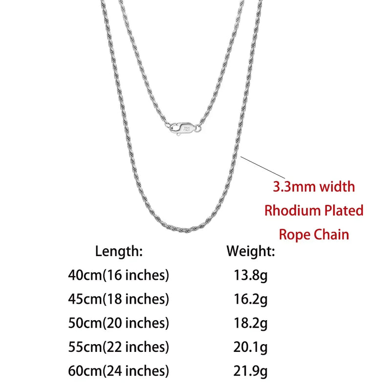 Rinntin Luxury 925 Sterling Silver Diamond - Cut Rope Chain Necklace For Men Women Fashion Italian Neck - Visuel 14 | SAMAG