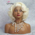 Short Bob Lace Wig Blonde Curly Synthetic Lace Front Wig For Women Natural Hairline Heat Resistant Synthetic Wigs