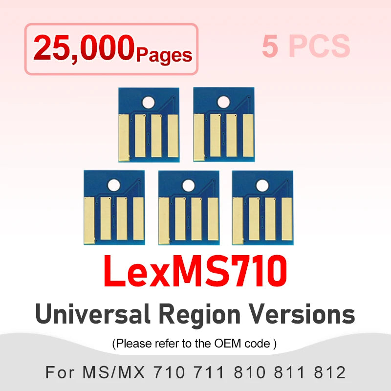 MS710 52D0H00 52D0X00 Toner Cartridge Chip MS811 MS711 for Lexmark MS811 MS810 MS812 MX710 MX711 MX810 MX811 MX812 Printer