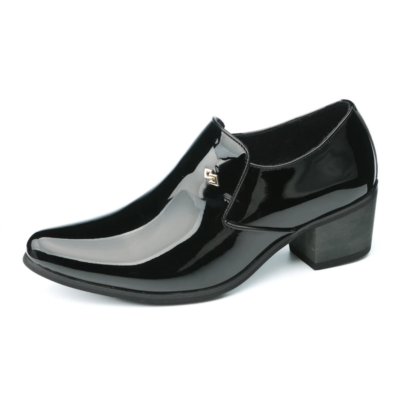 Premium Leather Men Shoes Slip On Loafers European Brand Business Casual Wedding Party Plaid Design Height Increasing