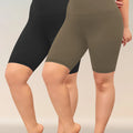 2 Pack Plus Size Biker Shorts for Women High Waisted Super Soft Workout Yoga Athletic Shorts Running