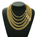 6 - 14mm Bling Gold Color Stainless Steel Cuban Miami Chains Necklaces CZ Zircon Box Lock Link for Men Hip - Visuel 2 | SAMAG