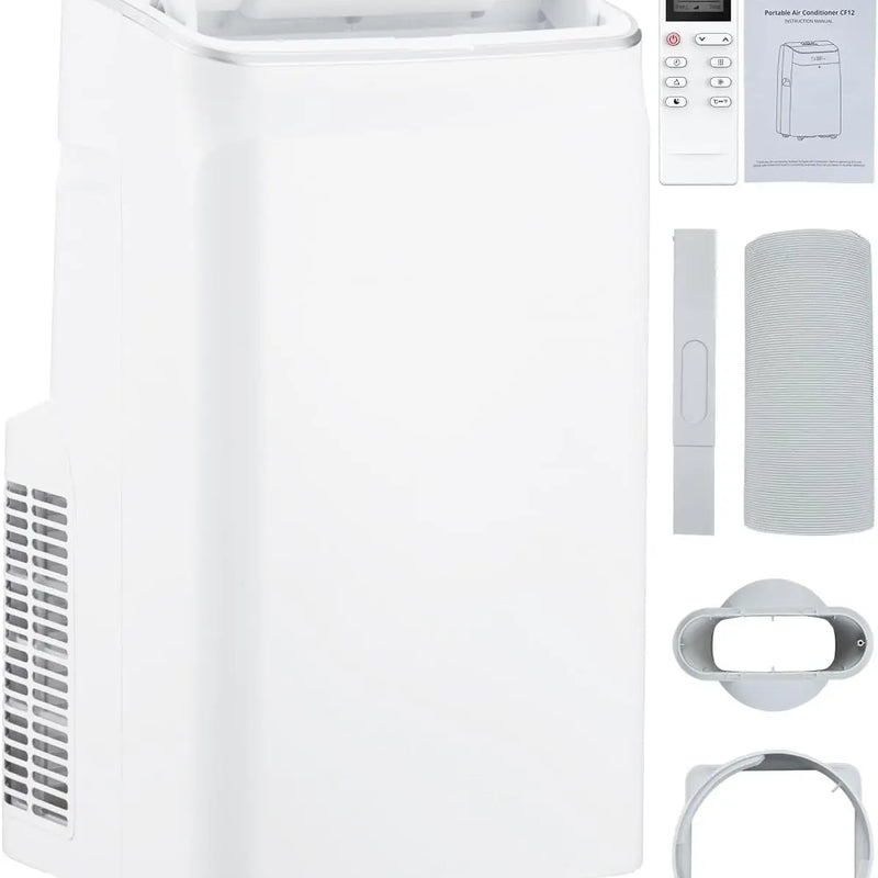 12000 BTU Portable Air Conditioner Free Standing AC Unit With Remote Control Dehumidifier Fan Auto Swing And Smart Sleep Mode Quiet Operation For Rooms Up To 500 Sq Ft White