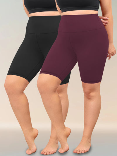 2 Pack Plus Size Biker Shorts for Women High Waisted | SAMAG