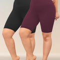 2 Pack Plus Size Biker Shorts for Women High Waisted Super Soft Workout Yoga Athletic Shorts Running
