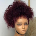 Short Bob Cut Red Burgundy 99J Color Kinky Curly 13X4X1 HD Full Lace Frontal Wigs Prepluck With Baby Hair Free Gift Bleach Knots