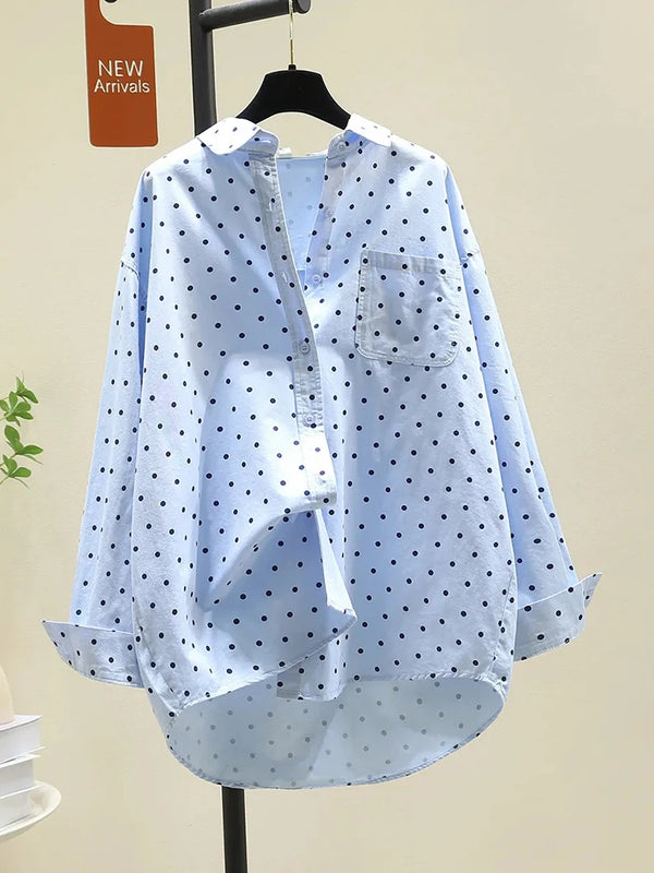 Pure Cotton Cute Dot Shirt Women Fall Long Sleeve Fashion - View 6 | SAMAG
