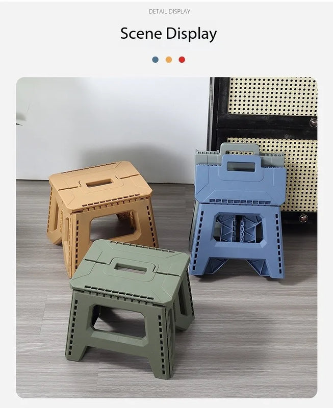 Folding Step Stool Strong Load-bearing Heavy-Duty Chair Travel Use Compact Collapsible Chair with Handle Camping Supplies