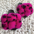 Fur Slides Factory Supply Mixed Color Pom Pom Six Balls Fox Fur Multi-Color Fluffy Fur Slippers For Women