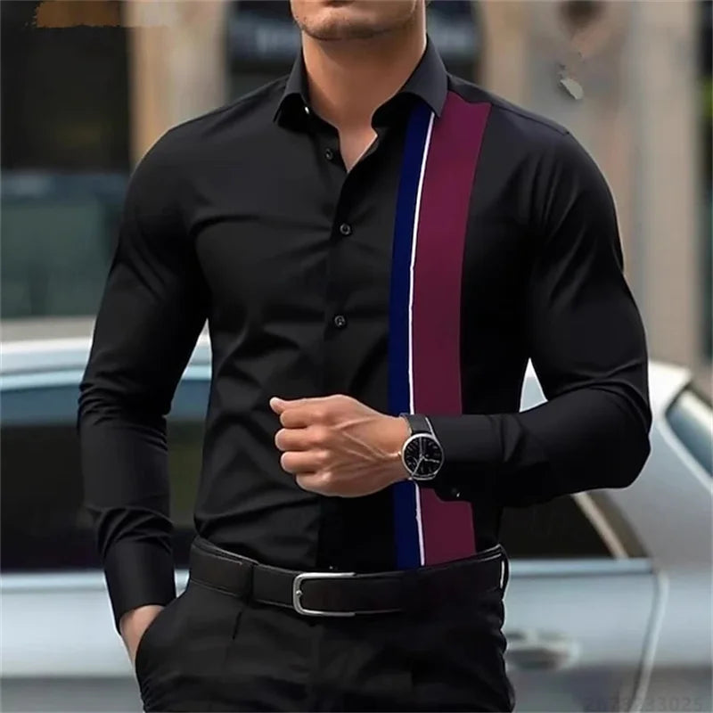 Men's fashionable contrast color striped long sleeve | SAMAG